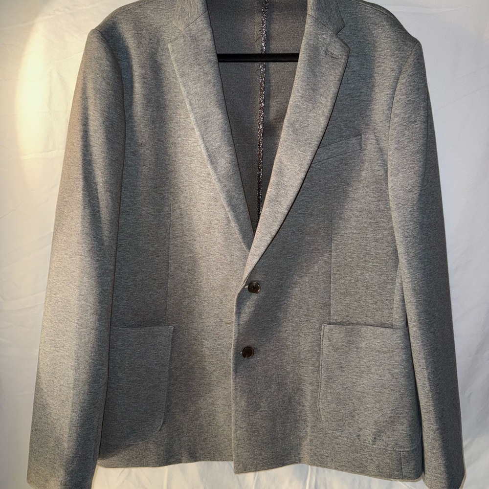 j.ferrar Classic Gray Sport Coat, slim, gray with gray floral silk print inside